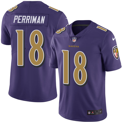 Men's Elite Breshad Perriman Nike Jersey Purple - #18 Rush NFL Baltimore Ravens